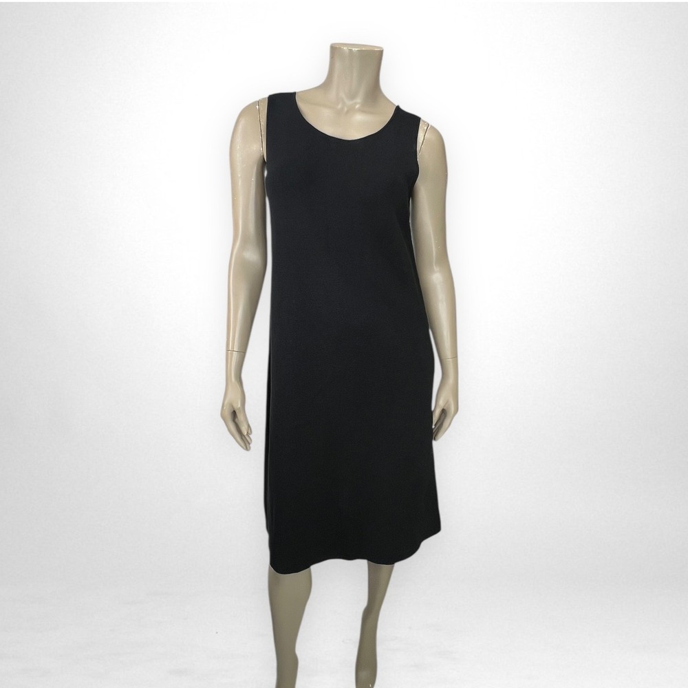 EILEEN FISHER Black Silk and‎ Cotton Sleeveless Tank Dress S
